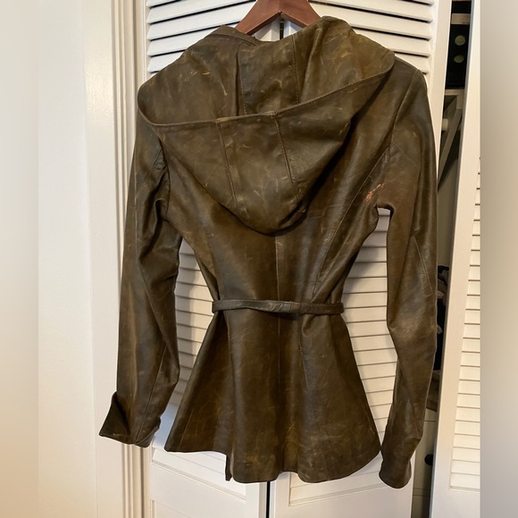 Italian Brown Leather Hooded Jacket for Women - Picture 3 of 8